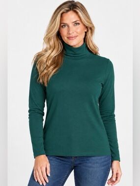 LandsEnd Women’s Tall Shaped Turtleneck Tee Shirt 100% Supima Cotton